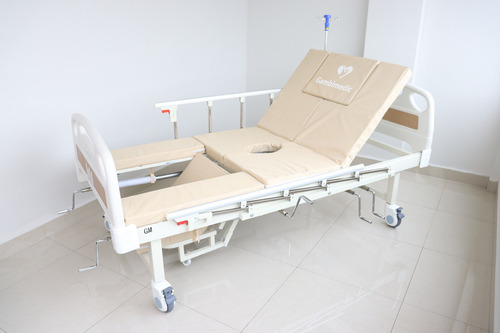 Gambimedic Cama Hospital 5 Posiciones Manivelas Multifuncion Respaldo Resposapierna Silla Giro Lateral Izquierda Y Derecha Funcion De Baño Incluye Colchon 6cm Portasuero Mesa Para Comer