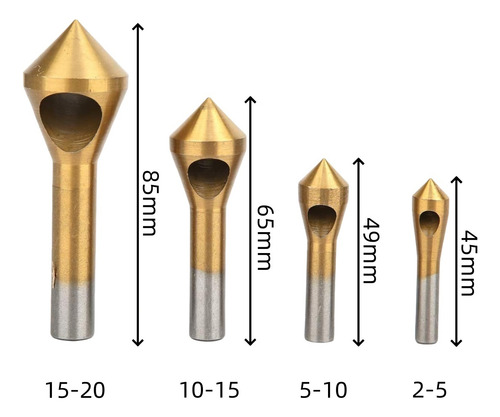 Brocas De Chaflán De Acero Inoxidable, 4 Piezas