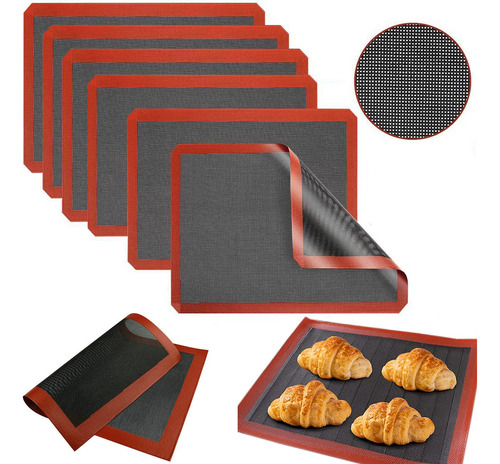 Hh 6pcs Tapetes De Silicón Microperforados Medianos 40x30 Cm