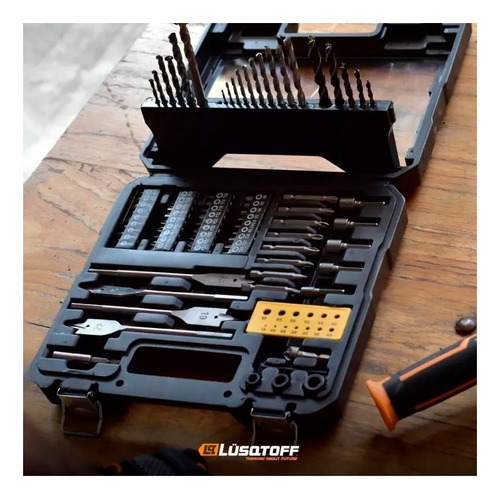 Imagen 2 de 10 de Maletin Taladro Electrico Lusqtoff + Set Mechas Puntas