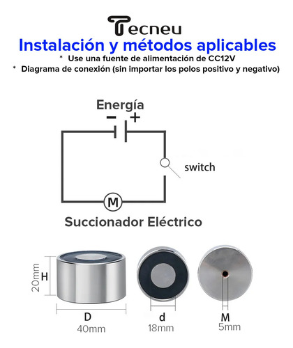 Tecneu Electroimán Iman Electrico 30kg 12v Cierres Y Automatización