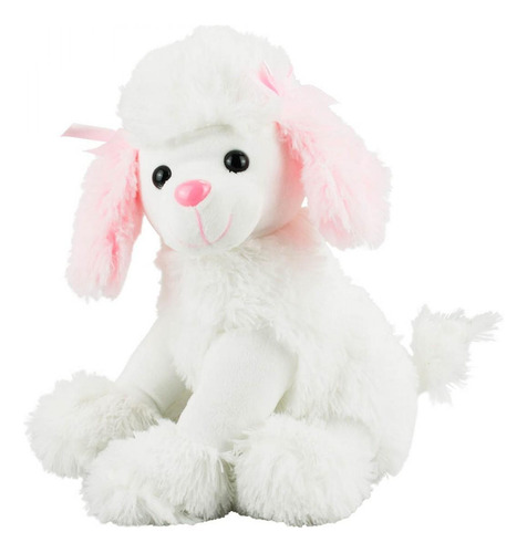 Cachorro Poodle Branco Sentado 27cm - Pelúcia
