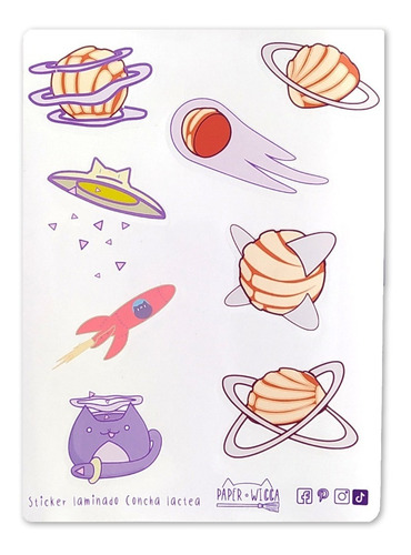 Set Stickers Calcomania Kawaii Decoración Concha Pan Dulce