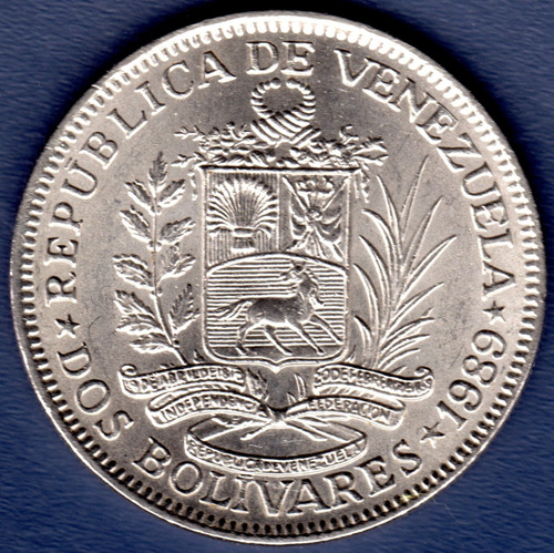 2 Bolívares Del Año 1989 Moneda De Venezuela (Usado)