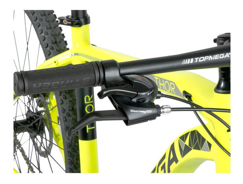 Imagen 5 de 5 de Mountain bike TopMega Thor R29 S 24v frenos de disco mecánico cambios Shimano Tourney TX y Shimano Tourney TY700 D/Tiro Index color amarillo