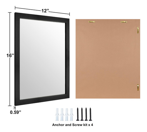 Espejo De Pared Ruomeng Rectangular 30 X 40 Cm Negro