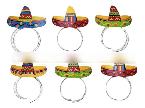 Diadema Gorro Mexicano Sombrero Fiesta X6 Und