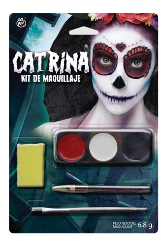Maquillaje Fantasía Disfraz Catrina Accesorio Día De Muertos