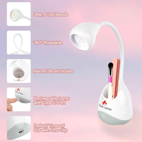 Uv Led Lámpara De Uñas 360° Giratorio Mini Secador De Uñas