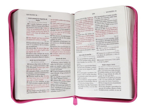 Biblia Reina Valera 1960 Mediana Fucsia Rosa Con Cierre