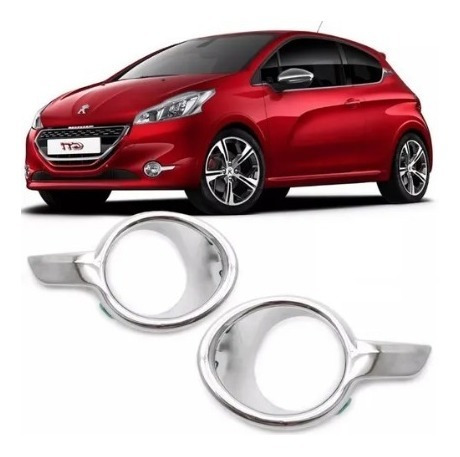 Imagem 1 de 3 de Par Moldura Farol Milha Cromado Peugeot 208 2014 2015 2016