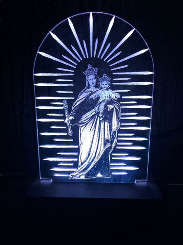 Luminaria Led, Nossa Senhora Do Pilar, Virgem Do Pilar Cúpula 16 Cores Estrutura Preto 127/220v