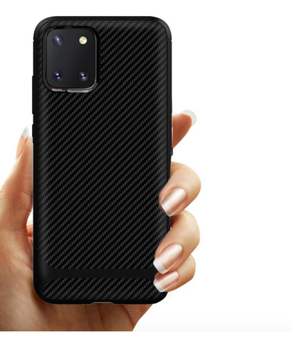 Capa Gel Fibra De Carbono Samsung Galaxy Note 10 Lite Preta