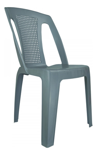 Sillas De Plástico 8pzs Marca Duna Color Gris Plastico Gris Gris