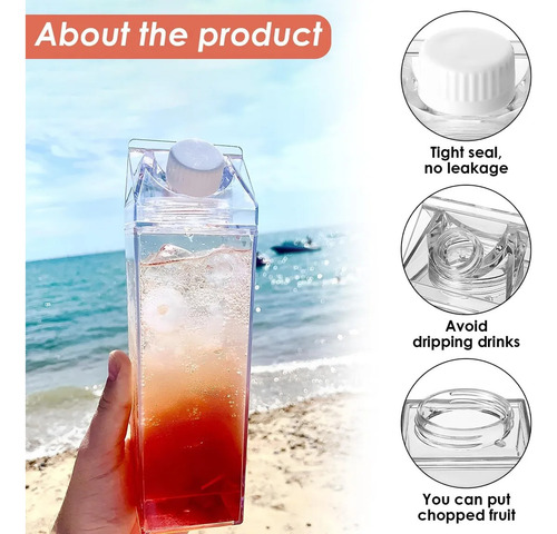 2 Botellas De Agua De Cartón De Leche, Reutilizables,
