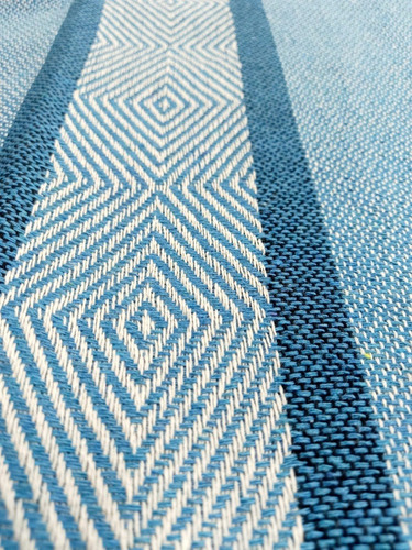 Poncho Artesanal Rombos Azul Turquesa