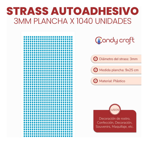 Strass Autoadhesivo 3 Mm Plancha X 1040 Unidades!