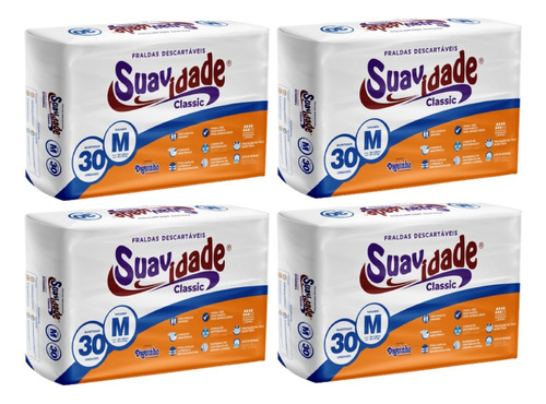 Kit 4 Fralda Geriátrica Adulto Suavidade 120 Unidades