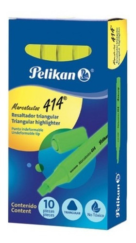 Marcatextos Triangular Pelikan 414 Caja Con 10 Piezas Color Amarillo