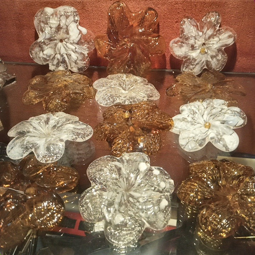 Par De Caireles Cristal Murano Flores Repuesto Vidrio Araña (Usado)
