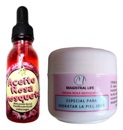 Hidratante Facial + Aceite Facial Rosa M - g a $220