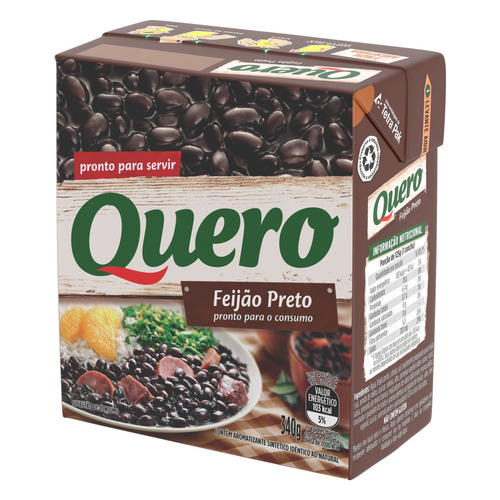 Imagem 2 de 4 de Feijão preto Quero em caixa sem glúten 340 g