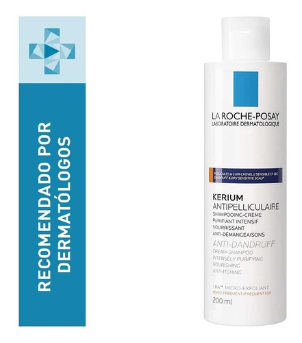 Imagen 1 de 6 de Shampoo Para Caspa Seca Kerium La Roche Posay 200ml