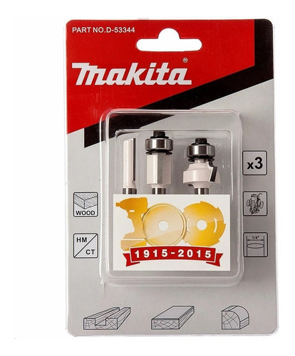 Set Juego Kit 3 Fresa 1/4 Makita D-53344 Madera P/ Router Bb