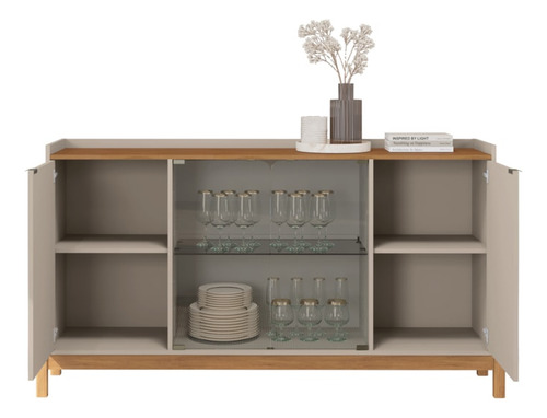 Balcao Buffet 50528 Porta De Vidro 168cm Off White Cedro Dca