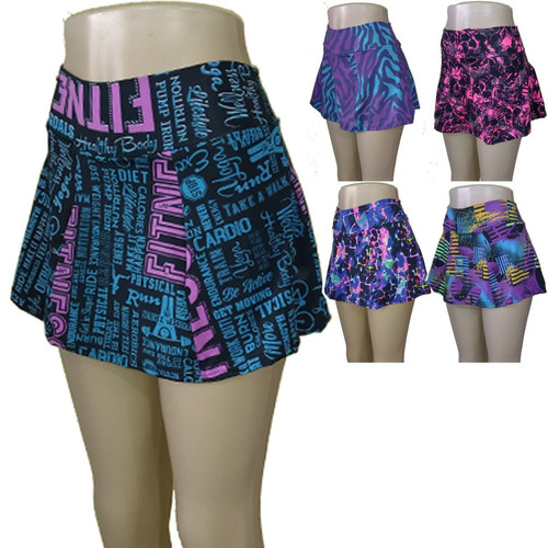 Kit C/5 Saia Short Fitness Academia Atacado Barato