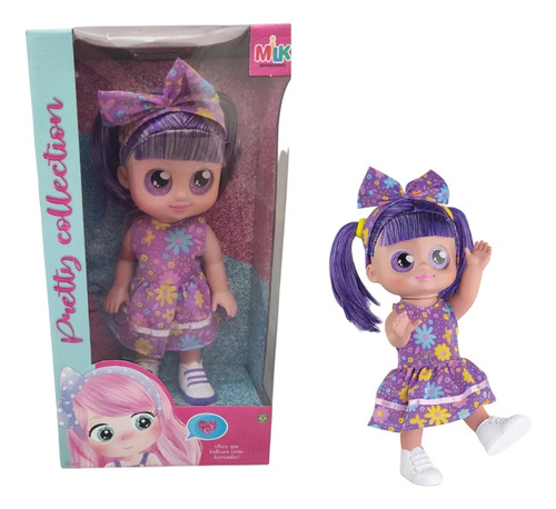 Boneca Bonequinha Infantil Bebê Coleção Pretty Milk Roxa