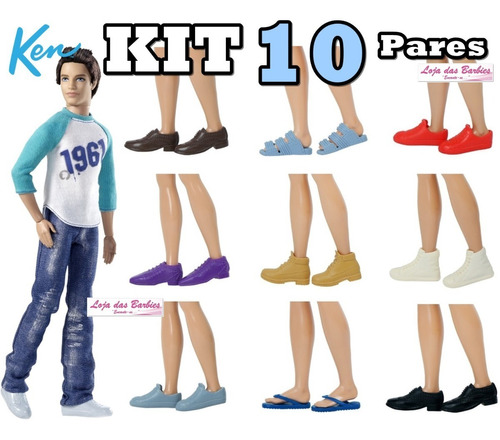 Kit 10 Sapatos Boneco Ken ( Barbie ) Sapatinhos Tênis Botas