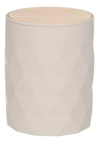 Basurero Con Tapa De Bamboo Giratoria Tulum Namaro Design Beige