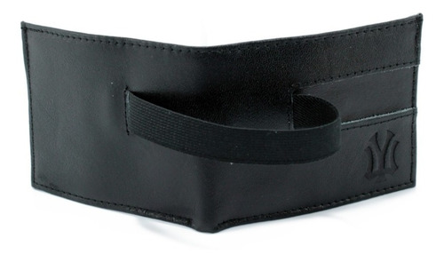 Carteira Masculina Slim Fecho Em Elastico Em Couro Legitimo Cor Preto