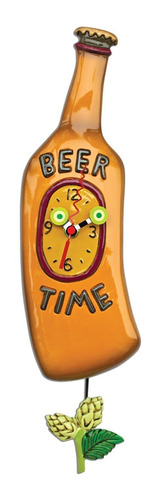 Allen Designs Reloj Pared Pendulo  Beer Time 
