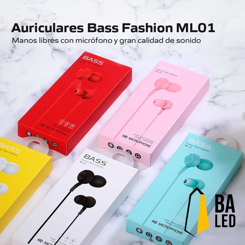 Imagen 6 de 10 de Auriculares Bass Fashion Ml01 Microfono Sonido Estereo
