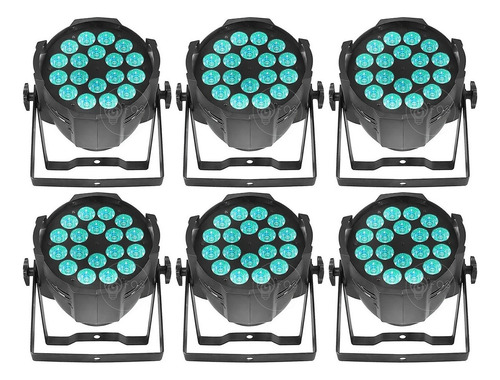 6x Refletor Optipar Led 18x18w Rgbwa+uv Hexaled 6in1 Festas 127/220V