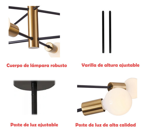 DEHOBO E26/27 Lámpara De Techo Colgantes Para Sala Interiores Decorativas 8 Luces Ajustables Lampara Para Recamara Lamparas Para Sala Lamparas Decorativas Foco Lamparas Para Cocina Lamparas De Techo