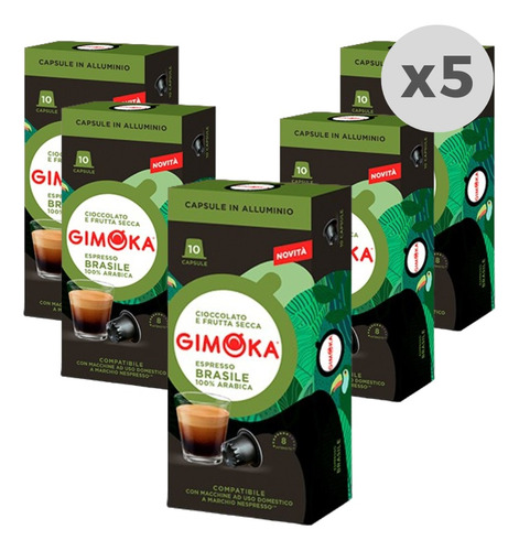 Cápsulas De Café Gimoka Espresso Brasile Aluminio 10 Cápsula