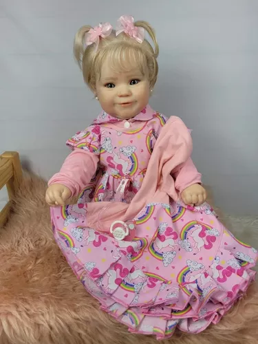 Bebê Reborn Maddie Loira Para Banho Cabelo Fio A Fio 60cm