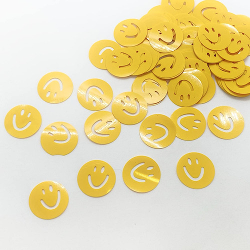 Confeti Diseño Carita Sonriente Amarillo  Venta Al Menor #