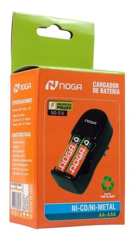 Imagen 4 de 4 de Cargador De Pilas Aa / Aaa Noga Ng-516 220v Leds Proteccion