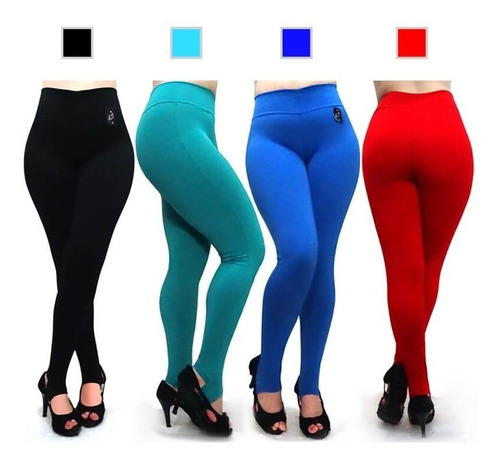 Imagem 6 de 8 de Kit 5 Calça Legging Leg Lisa Cintura Alta Poliamida Academia