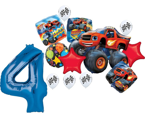 Paquete Globos Blaze And The Monster Machines Fiesta 4 Años