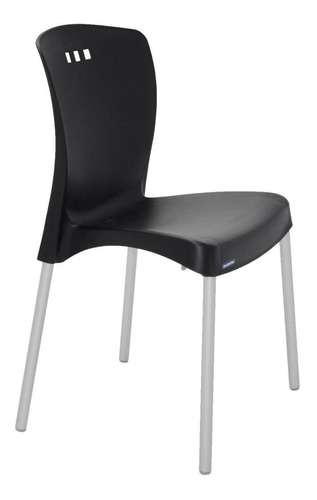Cadeira Com Pernas Anodizadas Mona Preta Tramontina 92050009
