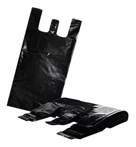 Bolsa camiseta de plástico negro de alta resistencia