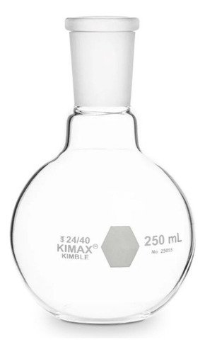 Matraz Bola Fondo Plano Cuello Corto 24/40 250ml Kimax