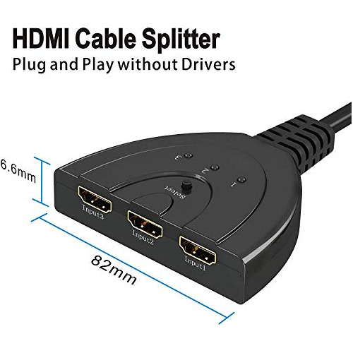 Interruptor Hdmi 3 Puerto Separador Para Full Hd1080p