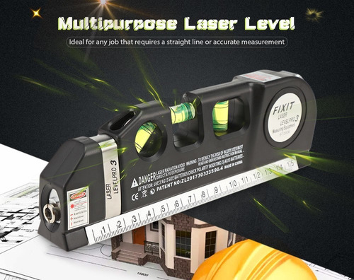 Imagem 3 de 10 de Nível A Laser Pro3 Trena Régua Black Profissional