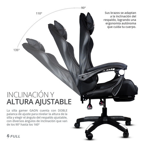 Imagen 5 de 10 de Silla Gamer Con Kit Profesional Ergonómica Y Con Masajeador